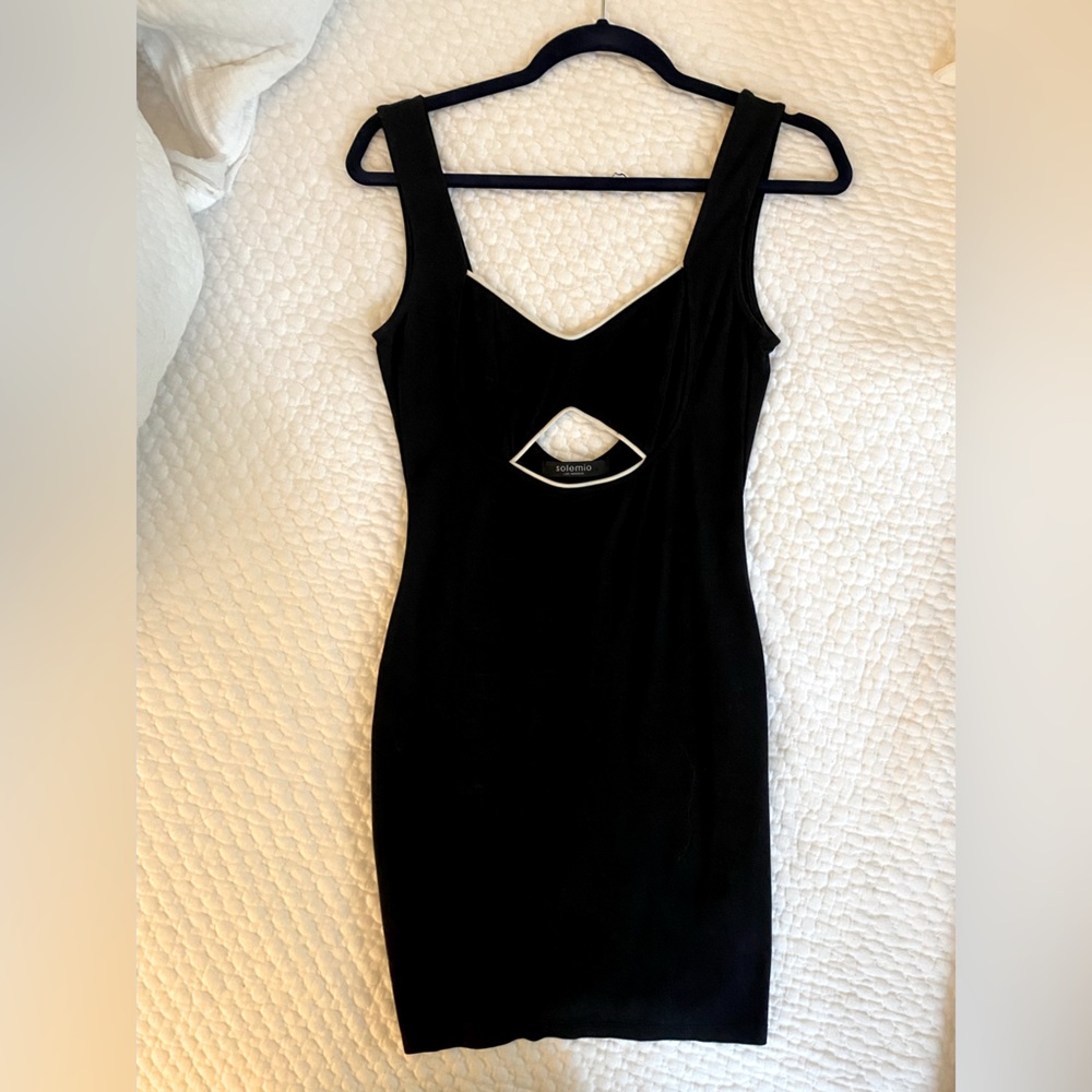 Solemio Los Angeles mini black dress with cutouts!